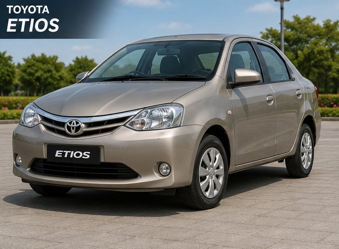 Toyota Etios sedan taxi front view — Super Taxi Kochi