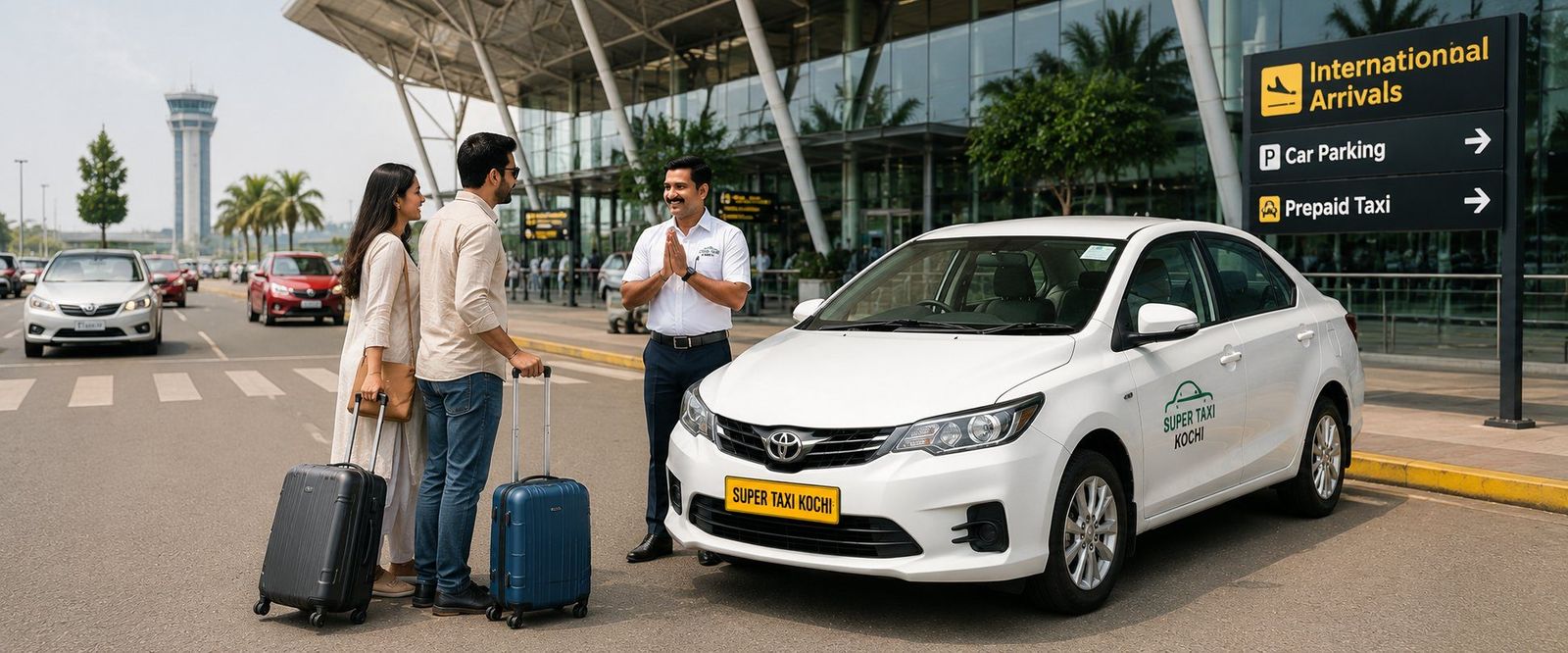 Chauffeur meeting arrivals at Cochin International Airport, Kerala