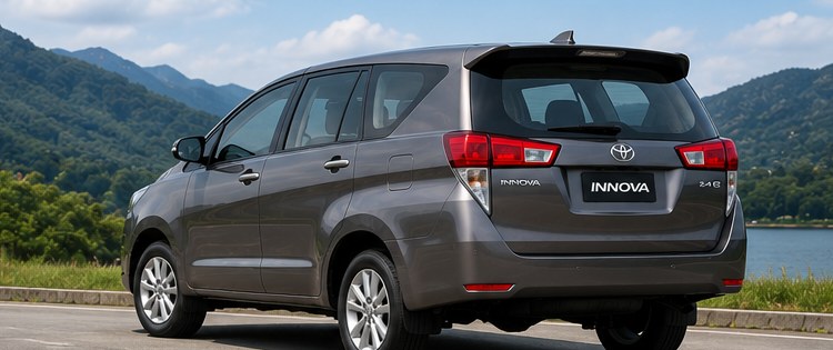 Toyota Innova Crysta taxi rear three-quarter view