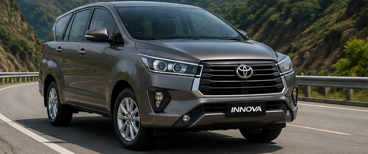 Toyota Innova Crysta taxi on a Kerala hill road — Super Taxi Kochi