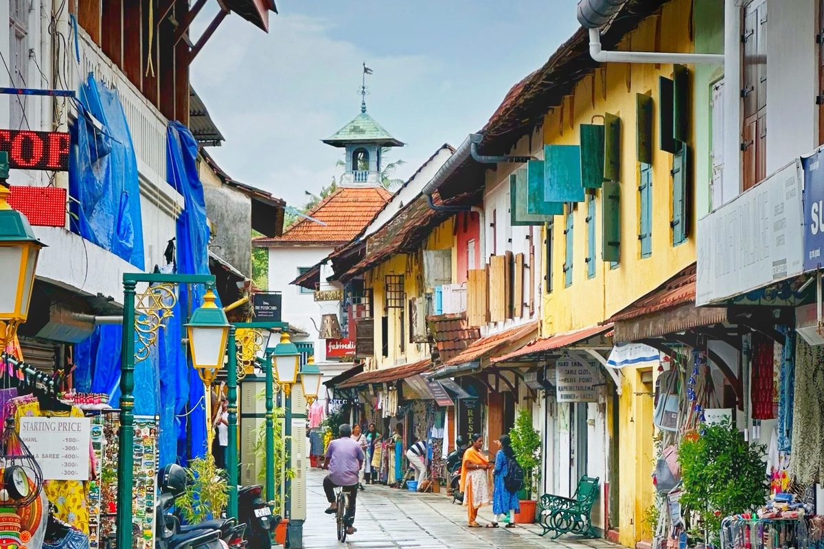Colourful shopfronts on Jew Town Road, Mattancherry, Fort Kochi